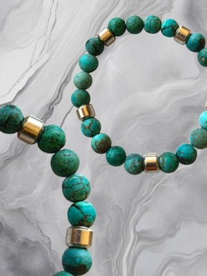 Handmade turquoise bracelet with semi-precious stones, new