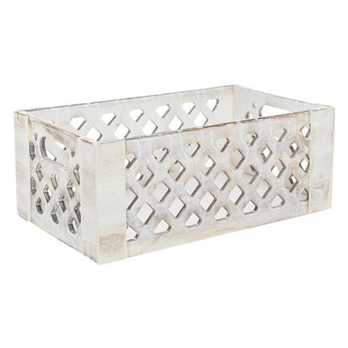 Wooden decorative crate white brushed perforated new 28x17x11.5cm