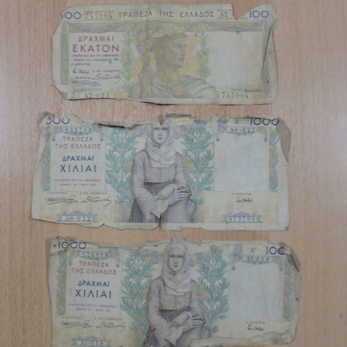 1000 and 100 Drachma banknotes used from 1935