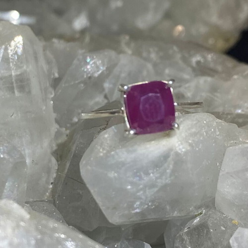 Silver ring with natural ruby new, handmade