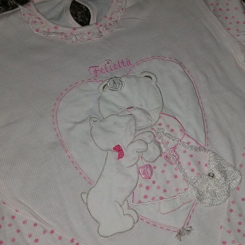 Felicita children's pajama used for 8 years old, white and pink
