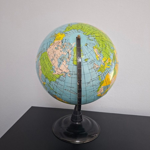Retro Greek globe vintage 1970s used with Greek labeling