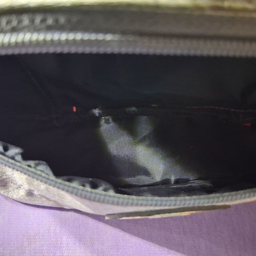 Kryolan toiletry bag used, silver vintage with zipper