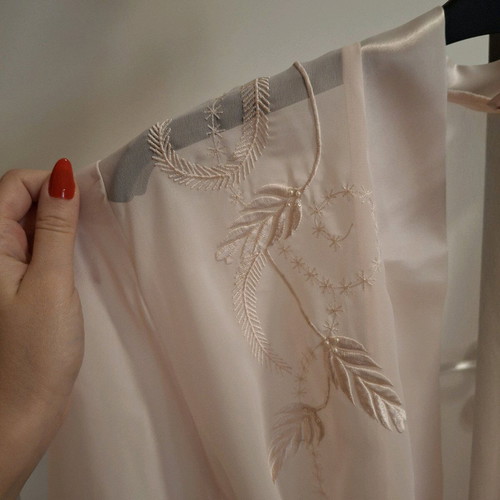 Nightgown transparent with embroidery like new, beige and pink, size S