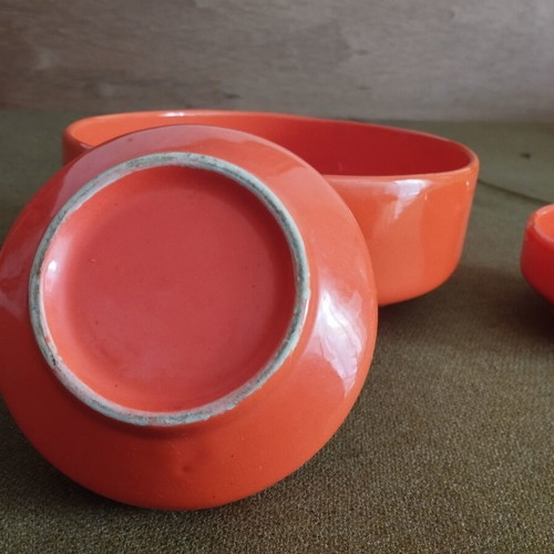 Vintage ceramic serving set 5 pieces coral retro 70s used
