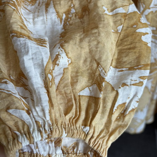 H&M Boho airy kaftan medium, ochre and beige palm print