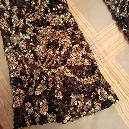 Bershka sequin flared pants, black and silver, size M