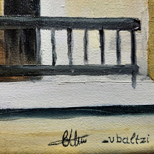 Oil painting urban landscape on canvas new, Vicky Baltzi