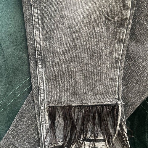 Zara jeans used, charcoal/black, size 34 with feathers