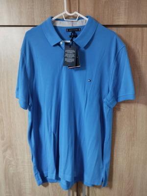 Tommy Hilfiger polo shirt XL new, blue, 100% cotton regular fit