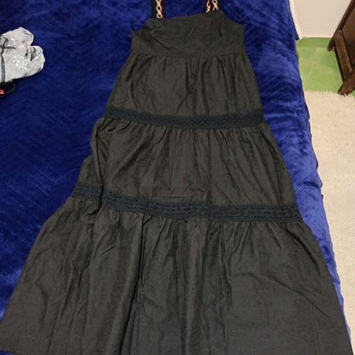 Desigual long dress new, black, gypsy style, cotton with lace