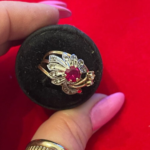 Gold ring 18K with semi-precious stones used, 2.7 g