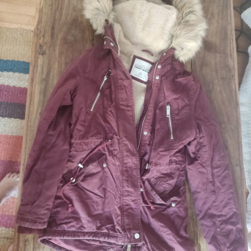 Tally Weijl women's burgundy jacket with removable fur hood
