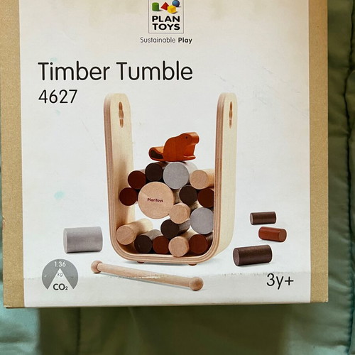 Plan Toys Timber Tumble game like new with beaver