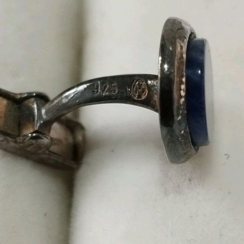 Ilias Lalaounis oval cufflink silver 925 with semi-precious stone Lapis