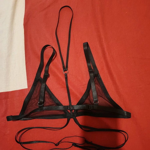 Lingerie set mesh with adjustable size, new, black