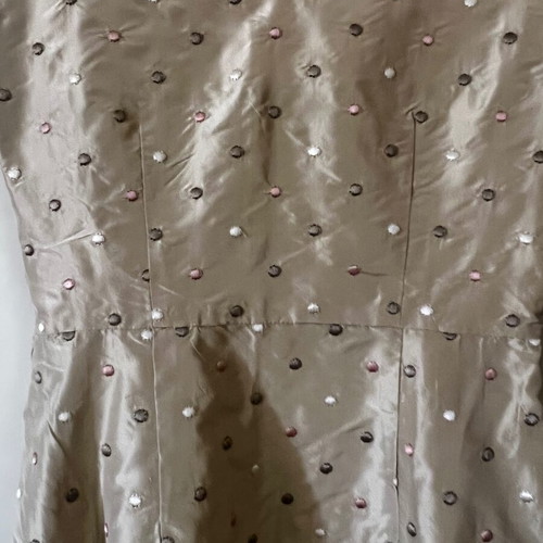 Dress like new with Tsantilis fabric, beige with embroidered polka dots