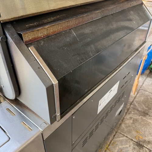 Napoleon Prestige Pro 665 gas grill used with hood and rotisserie