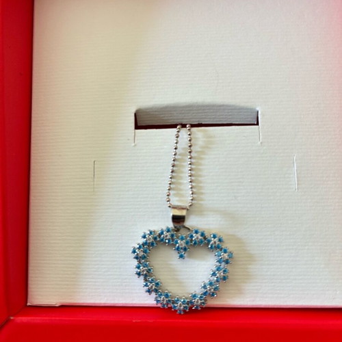 925 Silver Necklace with Blue Zircon Stones like new