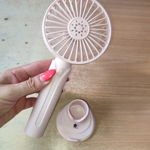 Mini fan with USB charging and phone holder, pink, new