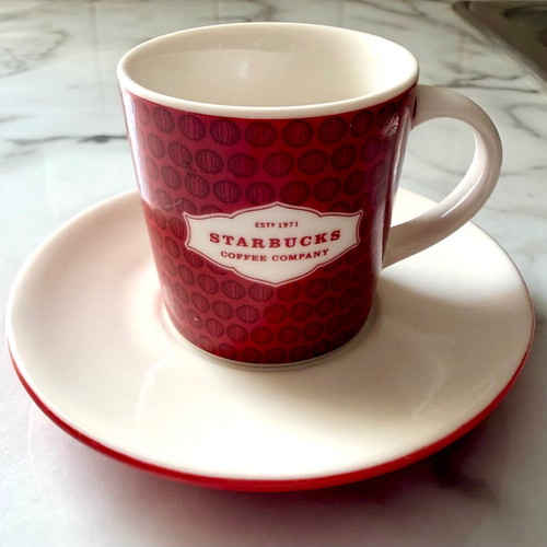 Starbucks coffee cup new, red with porcelain saucer