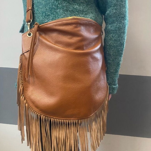 Leather crossbody bag with fringes like new