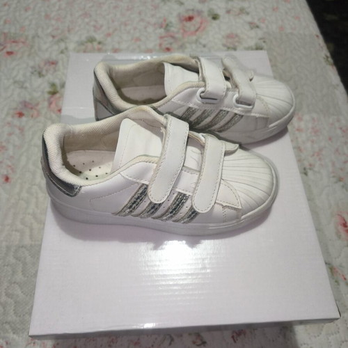 Children's white and silver athletic shoes size 31