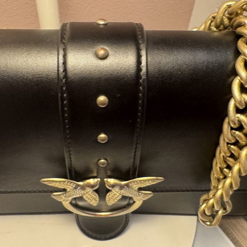 Pinko black leather shoulder bag