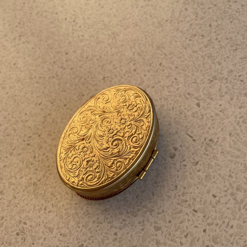 Vintage metal pill or jewelry box with Firenze Ponte Vecchio design