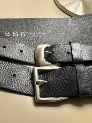 BSB leather belt with double buckle, like new, black, size 90