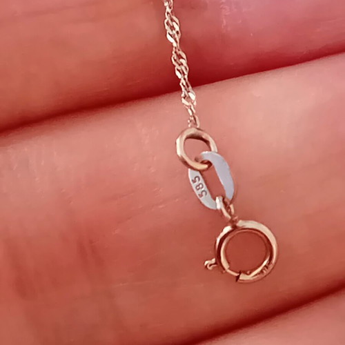 White gold cross 14K 585 with chain, vintage, like new