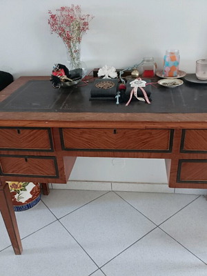 Antique desk used with leather top
