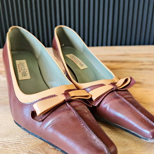 Gaetano Pelle leather pumps size 37 used, brown with beige details