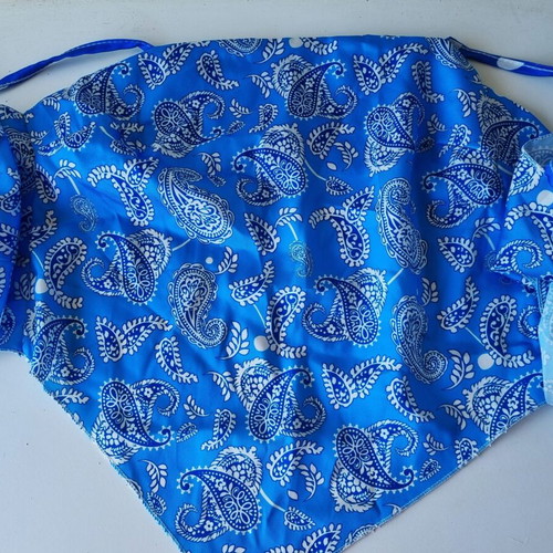 Women's blue bandana top with paisley pattern