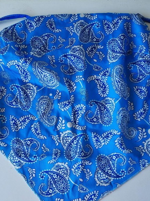 Women's blue bandana top with paisley pattern
