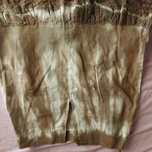 Jean skirt like new, stable fabric, size S-M, beige-brown