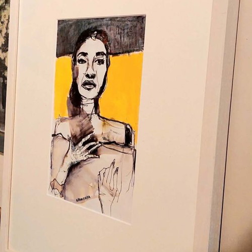 Marina Krontira Maria Callas Pastel and Ink Drawing on Paper new
