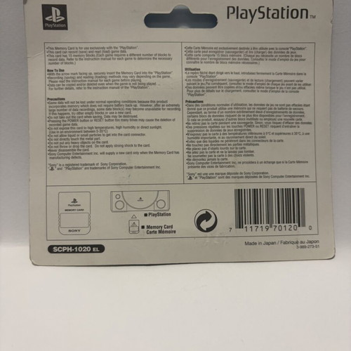 Sony PlayStation 1 Memory Card SCPH-1020 EL Island Blue, factory sealed