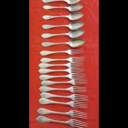 Vintage brass forks and spoons used, set of 11 forks and 8 spoons for decor