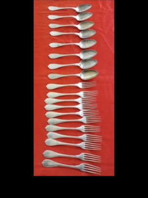Vintage brass forks and spoons used, set of 11 forks and 8 spoons for decor