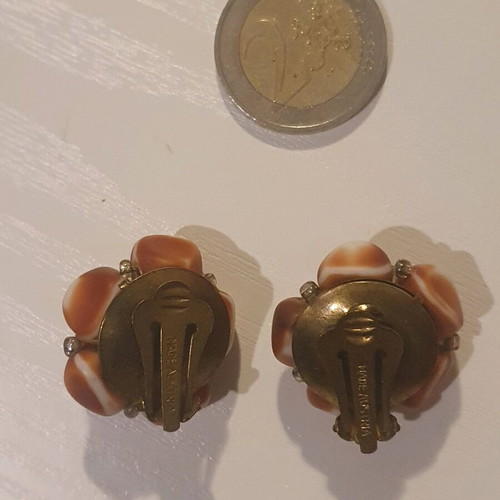 Vintage clip earrings used with natural stones, made in Austria