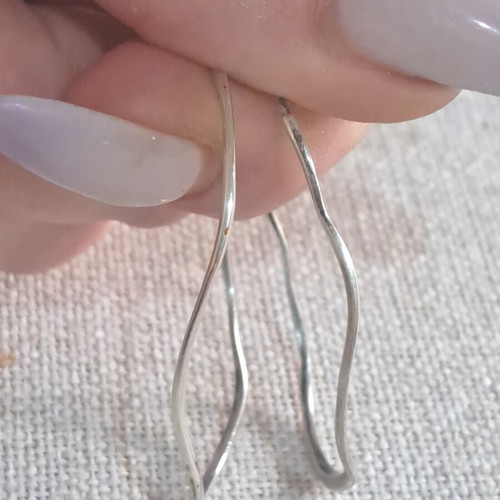 Handmade silver 925 hoop earrings organic design like new