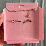 Swarovski necklace and earrings set green and gold, like new