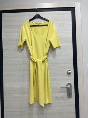 Zara women's dress used, spring yellow with wide belt
