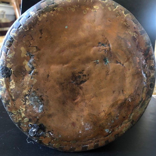 Small antique cauldron used from copper, bronze and iron 1900