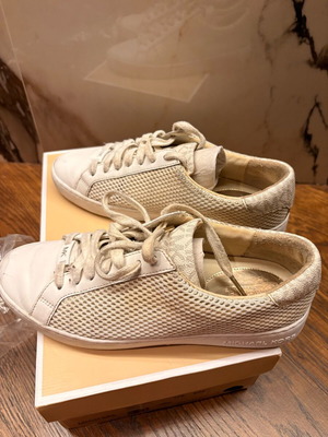 Michael Kors women's athletic shoes used, size 40, white with gold