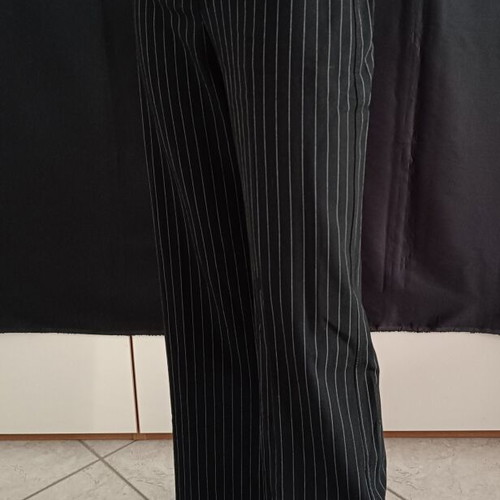 Bershka women's black high-waisted office pants with white stripes size M like new