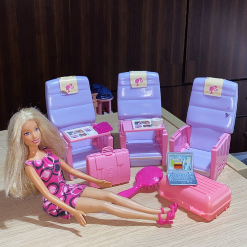Barbie airplane set used with doll and accessories Mattel