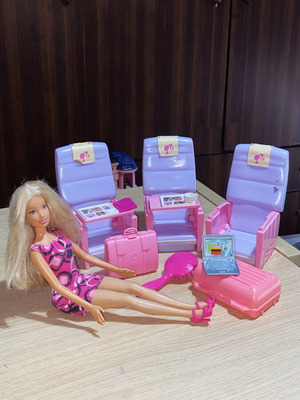 Barbie airplane set used with doll and accessories Mattel
