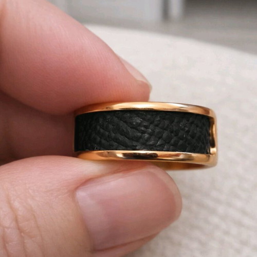 Statement ring gold plated 18K with black inlay, like new